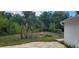Backyard with overgrown vegetation and a bench at 4375 Lindsey Loop, Dover, FL 33527