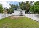 Features a grassy backyard and a white fence at 4622 Paloverde Dr, New Port Richey, FL 34652
