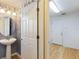 Laundry room with washer, dryer, and shelving at 18933 Sunterra Dr, Land O Lakes, FL 34638