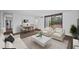 Living room with stylish furniture, wood-look floors, and kitchen view at 758 Pine Run Dr # 758, Osprey, FL 34229