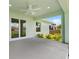 Covered patio with sliding glass doors and ceiling fan at 10317 Gulfstream Blvd, Englewood, FL 34224