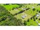 Aerial view of a house with a large green lawn and surrounding trees at 36431 Florrie Mae Ln, Dade City, FL 33523