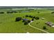 Sprawling estate aerial view showcasing lush green fields, mature trees, and serene ponds, near a well-maintained home at 34868 Prospect Rd, Dade City, FL 33525