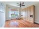 Guest bedroom with hardwood floors and built-in Murphy bed at 130 Riviera Dunes Way # 403, Palmetto, FL 34221