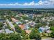 Aerial view of a residential neighborhood with houses, pools, and lush greenery at 3211 W Leona St, Tampa, FL 33629