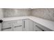 Walk-in pantry with white cabinets and geometric patterned backsplash at 5341 Lake Pearl Ct, Tampa, FL 33625