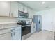 Modern kitchen with stainless steel appliances and gray cabinets at 810 Ace Outlaw Ave, Ruskin, FL 33570