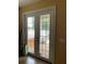 View of backyard through french doors at 32502 Summerglade Dr, Wesley Chapel, FL 33545