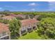 Aerial view of townhouses with a backyard and surrounding trees at 184 Valencia Cir, St Petersburg, FL 33716