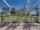 Screened-in patio with views of the green lawn and mature trees at 13216 Legends Trl, Dade City, FL 33525