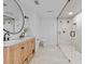Bathroom with double vanity and large walk-in shower at 780 Eldorado Ave, Clearwater, FL 33767