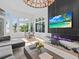 Bright living room with ocean view, fireplace, and comfortable seating at 780 Eldorado Ave, Clearwater, FL 33767