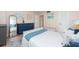 Bedroom with a white bed frame and blue dresser at 400 64Th Ave # 704, St Pete Beach, FL 33706