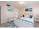 Bright bedroom with a white bed frame and blue accents at 400 64Th Ave # 704, St Pete Beach, FL 33706