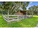 Rustic barn with fenced enclosure, offering a charming countryside aesthetic at 3520 Leslie West Rd, Dover, FL 33527