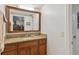 Bathroom with granite countertop vanity, sink, and large medicine cabinet at 3520 Leslie West Rd, Dover, FL 33527
