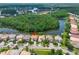 Aerial view of home, highlighting waterfront location at 18050 Cozumel Isle Dr, Tampa, FL 33647