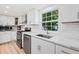 Modern kitchen with white cabinets and stainless steel appliances at 37222 Cora Ave, Zephyrhills, FL 33542