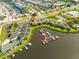 Aerial view of waterfront property with boat slips and community at 636 Yardarm Dr # 636, Apollo Beach, FL 33572