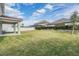 Spacious backyard with a covered patio and lush green lawn, ideal for outdoor activities at 7134 Heather Sound Loop, Wesley Chapel, FL 33545