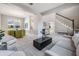 Spacious combined living and dining area with contemporary furniture and staircase at 7134 Heather Sound Loop, Wesley Chapel, FL 33545