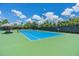Community tennis court with shaded seating area at 7134 Heather Sound Loop, Wesley Chapel, FL 33545