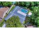 Aerial view showcasing the house, pool, and surrounding landscape at 4008 Greenmark Ln, Valrico, FL 33596
