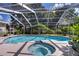 Inviting screened pool and spa area with lush landscaping at 4008 Greenmark Ln, Valrico, FL 33596