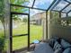 Relaxing screened patio overlooking a pond and community at 9107 Carolina Wren Dr, Tampa, FL 33626