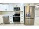 Modern kitchen with stainless steel appliances and white cabinets at 3010 E 149Th Ave, Lutz, FL 33559