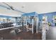Brightly lit gym featuring multiple workout machines, free weights and a mirrored wall at 6357 Shore Vista Pl, Apollo Beach, FL 33572