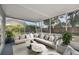 Relaxing screened-in patio with comfortable seating and lush landscaping creating a private retreat at 8320 Boxwood Dr, Tampa, FL 33615