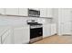 Modern kitchen with stainless steel appliances and white cabinets at 3008 Forest Meadow Ave, Valrico, FL 33594