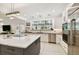 Modern kitchen with large island, white cabinets, and stainless steel appliances at 5709 E Longboat Blvd, Tampa, FL 33615