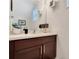 Modern bathroom with dark wood vanity and a white countertop at 11329 Emerson Lake Dr, Riverview, FL 33578