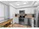 Modern kitchen featuring stainless steel appliances and white cabinets at 16308 Gulf Blvd # 209, Redington Beach, FL 33708
