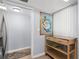 Kitchen with stainless steel refrigerator and wooden kitchen cart at 16308 Gulf Blvd # 209, Redington Beach, FL 33708