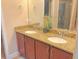 This bathroom features dual sinks with granite countertops, providing ample space for morning routines in a modern and stylish setting at 809 Chipper Dr, Sun City Center, FL 33573