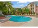 Community pool with lounge chairs and tropical landscaping at 520 S Armenia Ave # 1232, Tampa, FL 33609