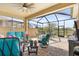 Beautiful screened patio featuring comfortable seating and lovely views of the outdoors at 13939 Swallow Hill Dr, Lithia, FL 33547