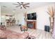 Spacious living room features a fireplace and an open floor plan at 11038 Ancient Futures Dr, Tampa, FL 33647
