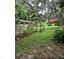 Landscaped backyard with lush greenery and a flag at 15222 Lost Lake Ln, Lithia, FL 33547