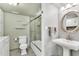 Clean bathroom with updated fixtures and a tub shower combo at 2511 Dolly Bay Dr # 301, Palm Harbor, FL 34684