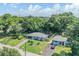 Aerial view of a single-story home surrounded by lush trees at 1611 Stevenson Dr, Clearwater, FL 33755