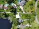 Aerial view showcasing home's location near a lake and other houses at 20605 Preston Ln, Lutz, FL 33558
