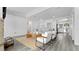 Open concept living room with modern furniture and fireplace at 20605 Preston Ln, Lutz, FL 33558