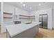 Contemporary kitchen island with white quartz countertop and gold faucet at 1917 E Hamilton Ave, Tampa, FL 33610