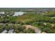 Aerial view of house and surrounding landscape, including a lake at 19148 Dove Creek Dr, Tampa, FL 33647