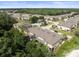 Aerial view of community featuring townhomes, pool, and surrounding greenery at 8491 Essington St, New Port Richey, FL 34654