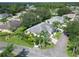 Home's exterior and landscaping are shown in this aerial view at 2206 Mayfield Palms Ln # 69, Sun City Center, FL 33573